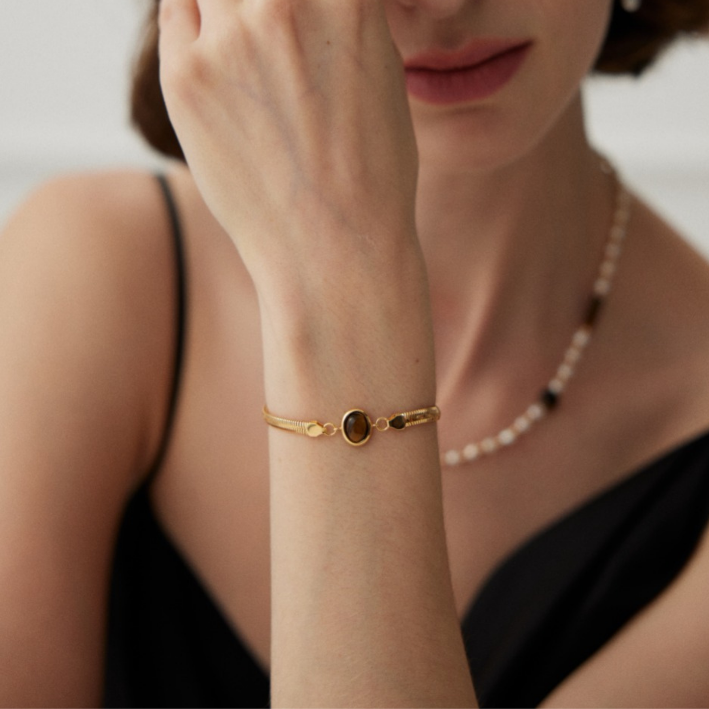 Tiger's Eye Snake Chain Bracelet