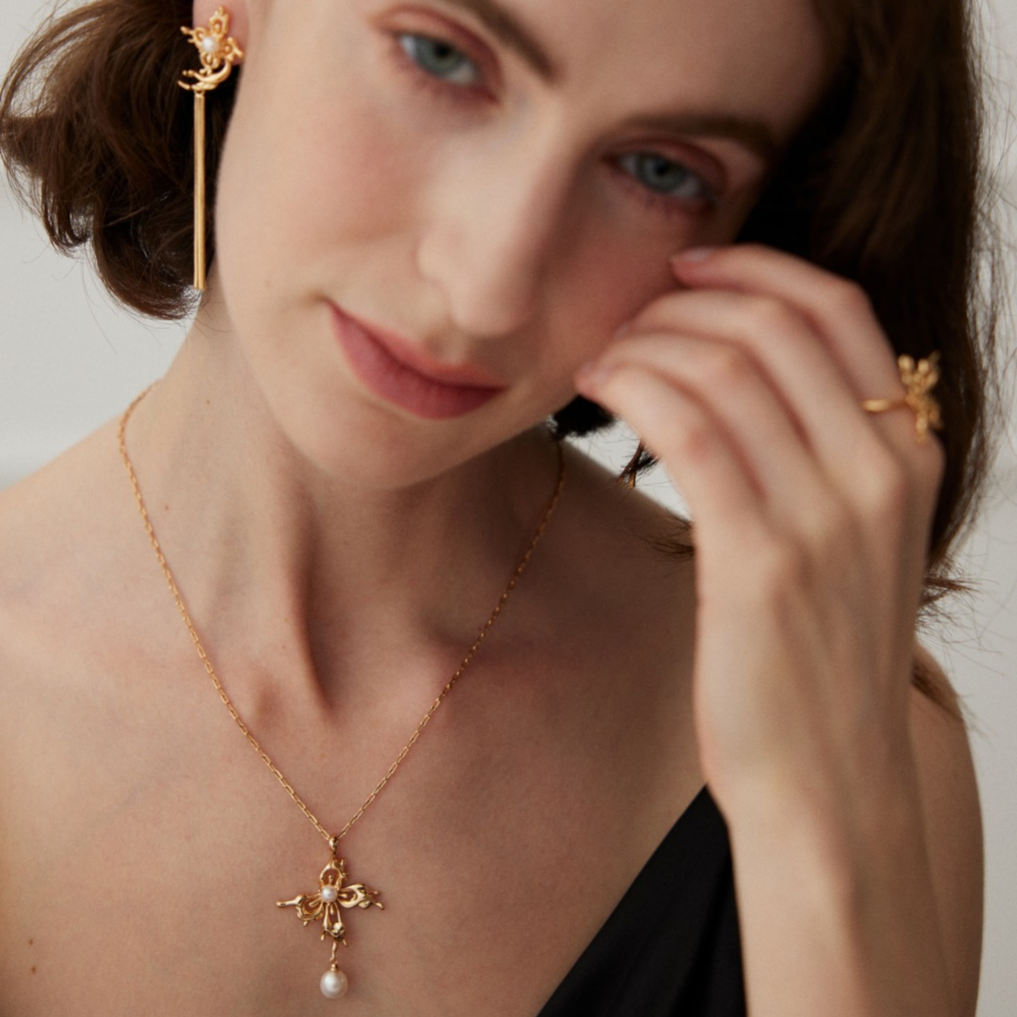 Butterfly Orchid Pearl Tassels Earrings