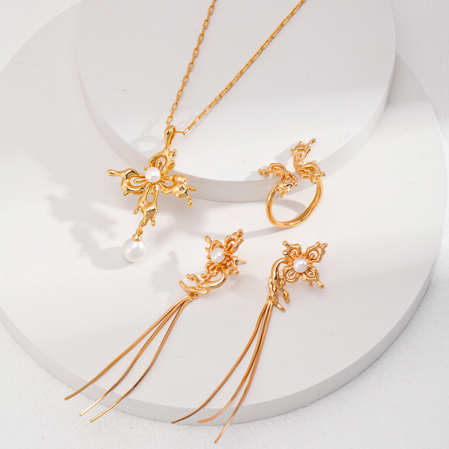 Butterfly Orchid Pearl Necklace