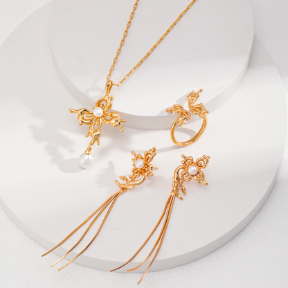 Butterfly Orchid Pearl Necklace