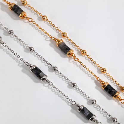 Dual Chain Black Obsidian Bracelet