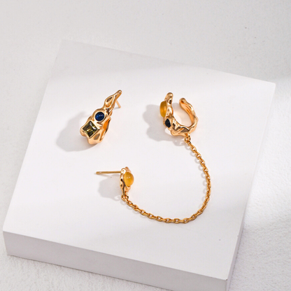 Golden Asymmetric Earrings