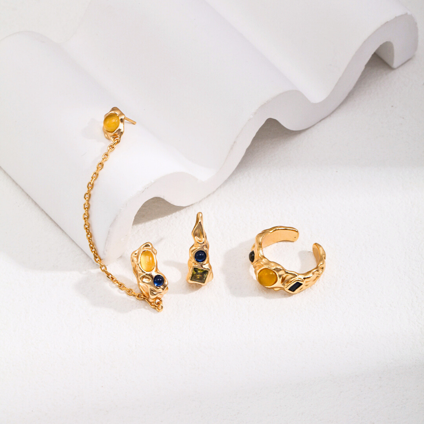 Golden Asymmetric Earrings