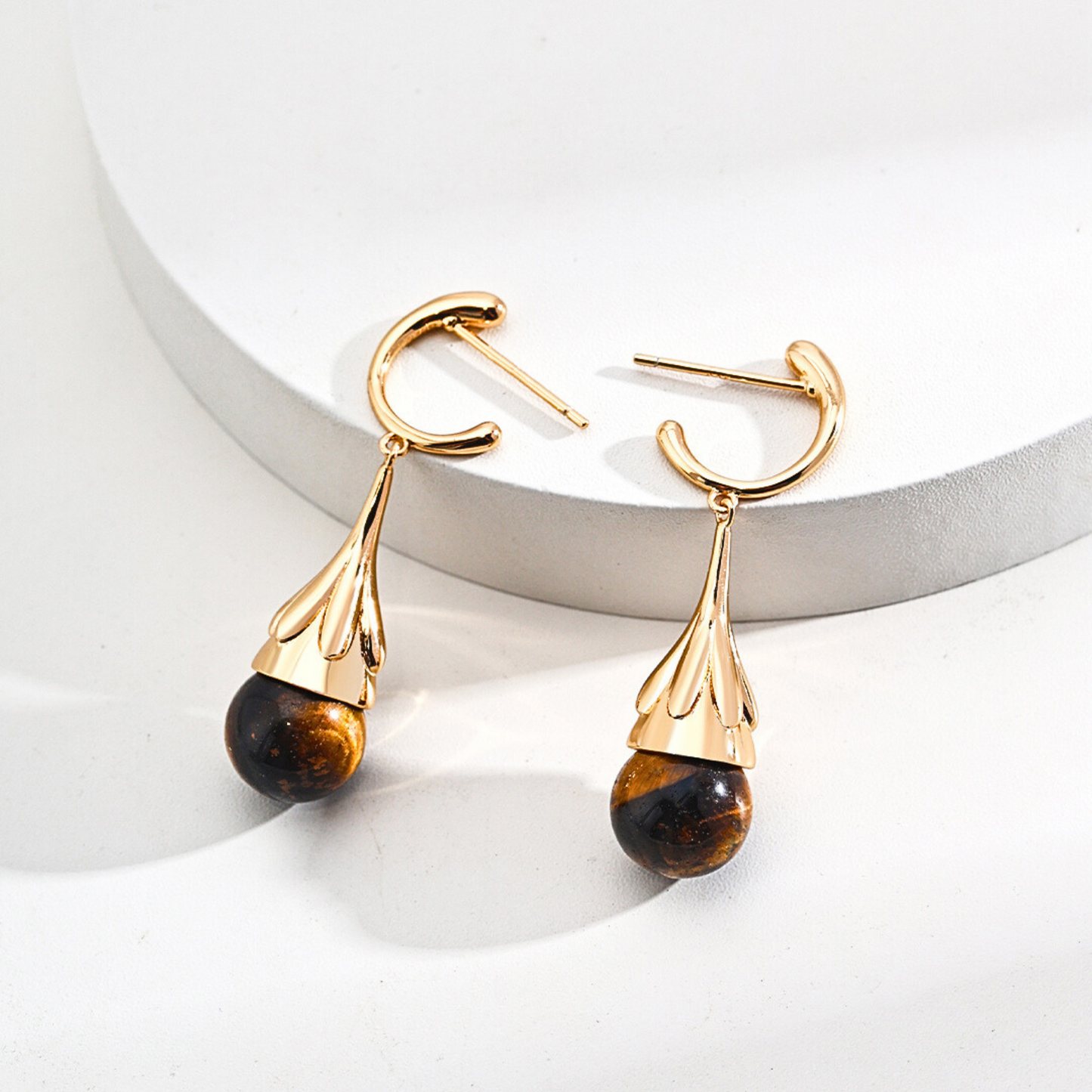 Tiger's Eye Minimalism Teardrop Earrings