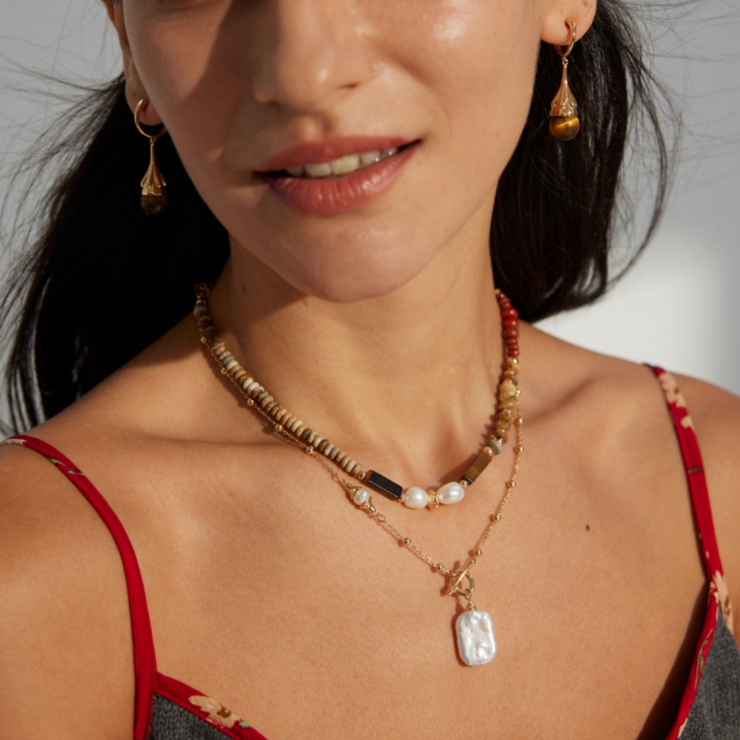 Tiger's Eye Minimalism Teardrop Earrings