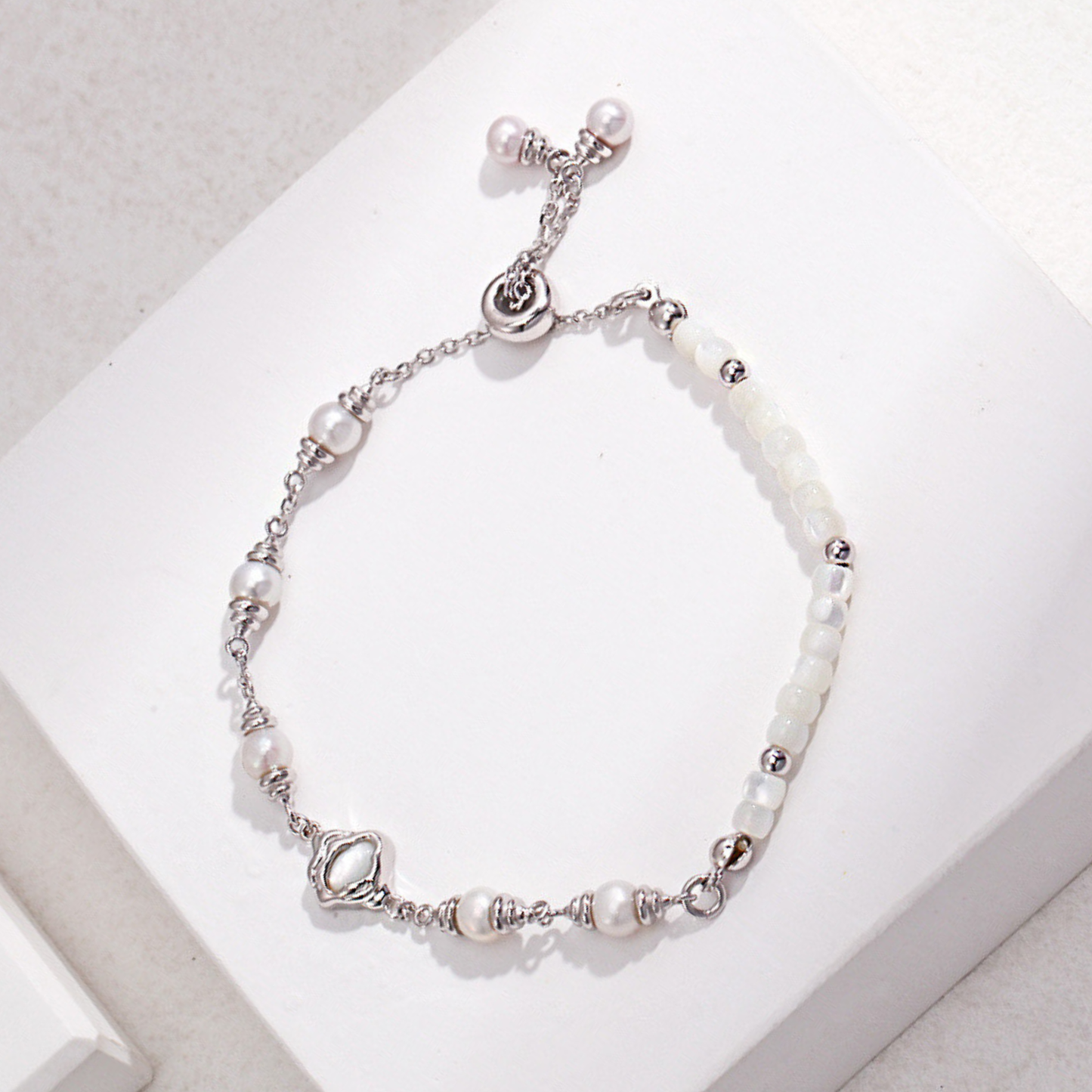 Luminous Mother-of-Pearl Lava Bracelet