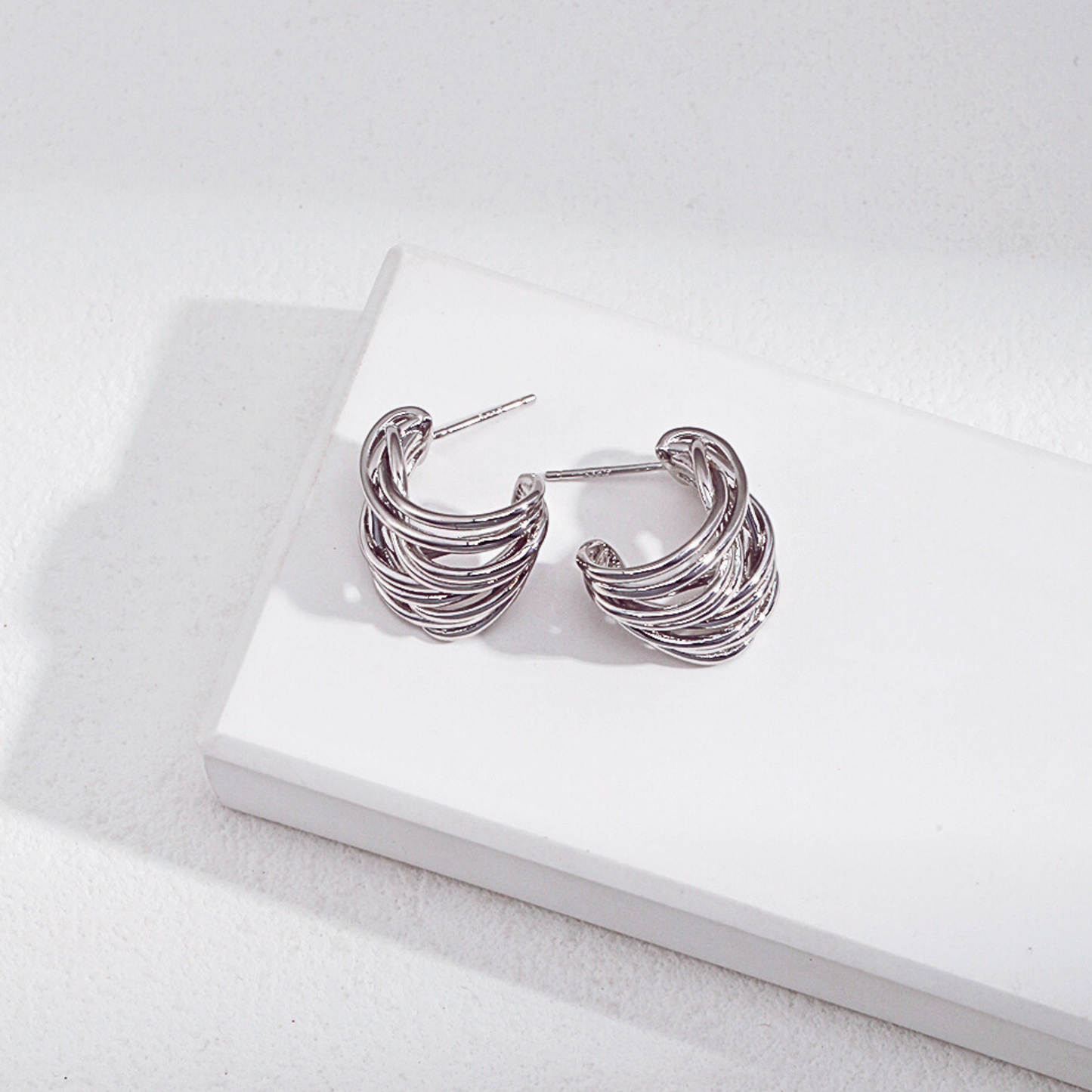 Interwoven Textured Hoops