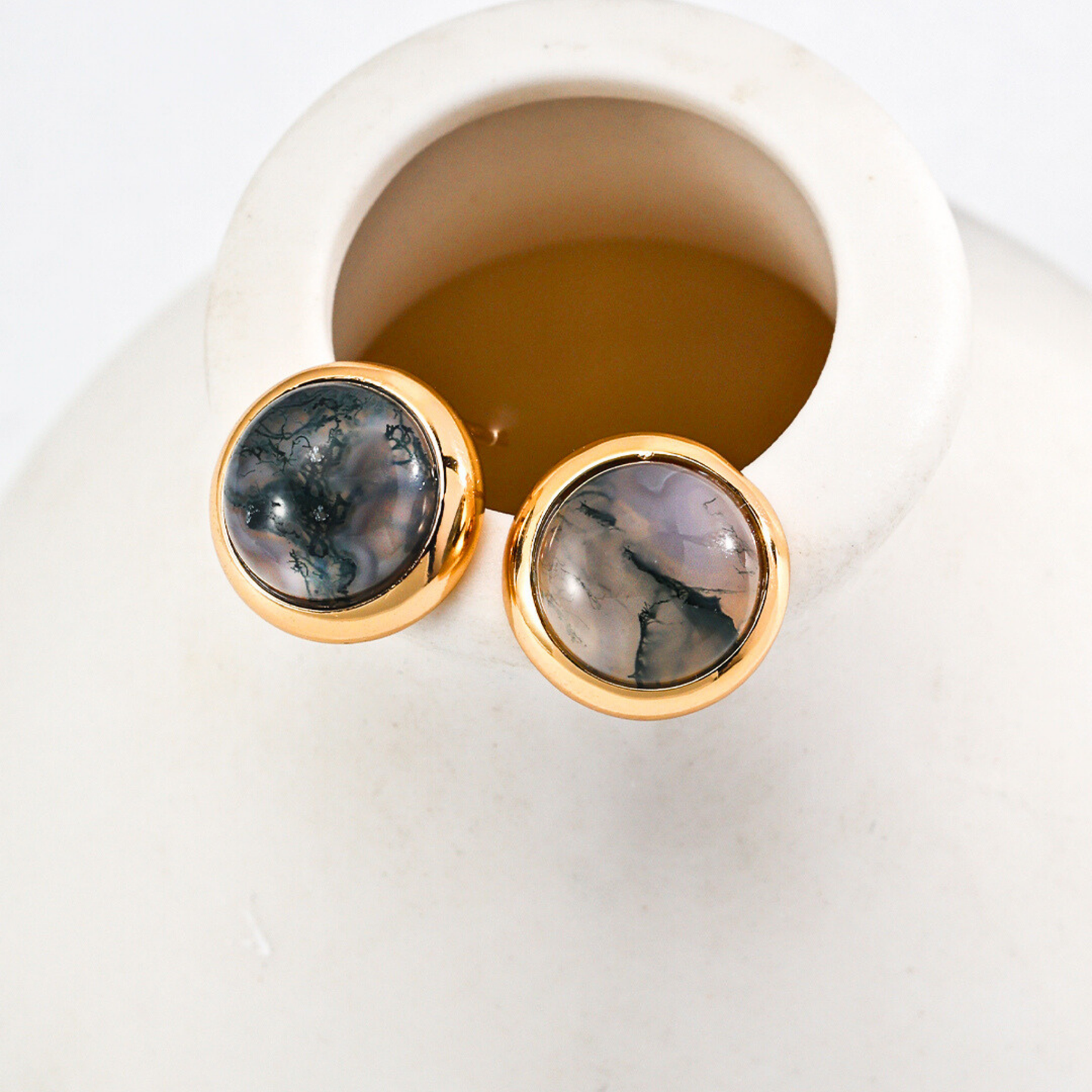 Moss Agate Whispers Studs