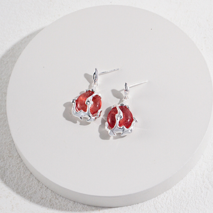 Flowing Clouds Strawberry Quartz Earrings