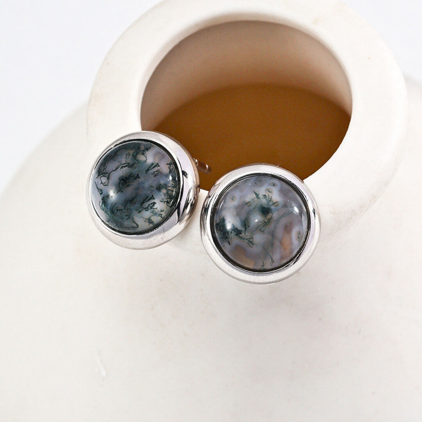 Moss Agate Whispers Studs