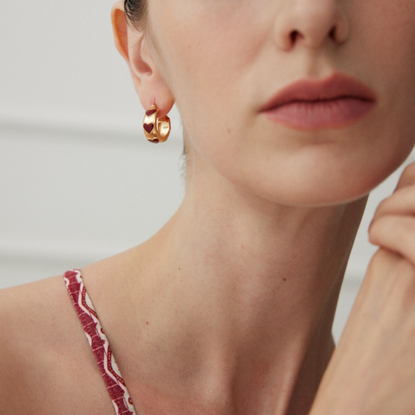 Heart Charm Enamel Hoops