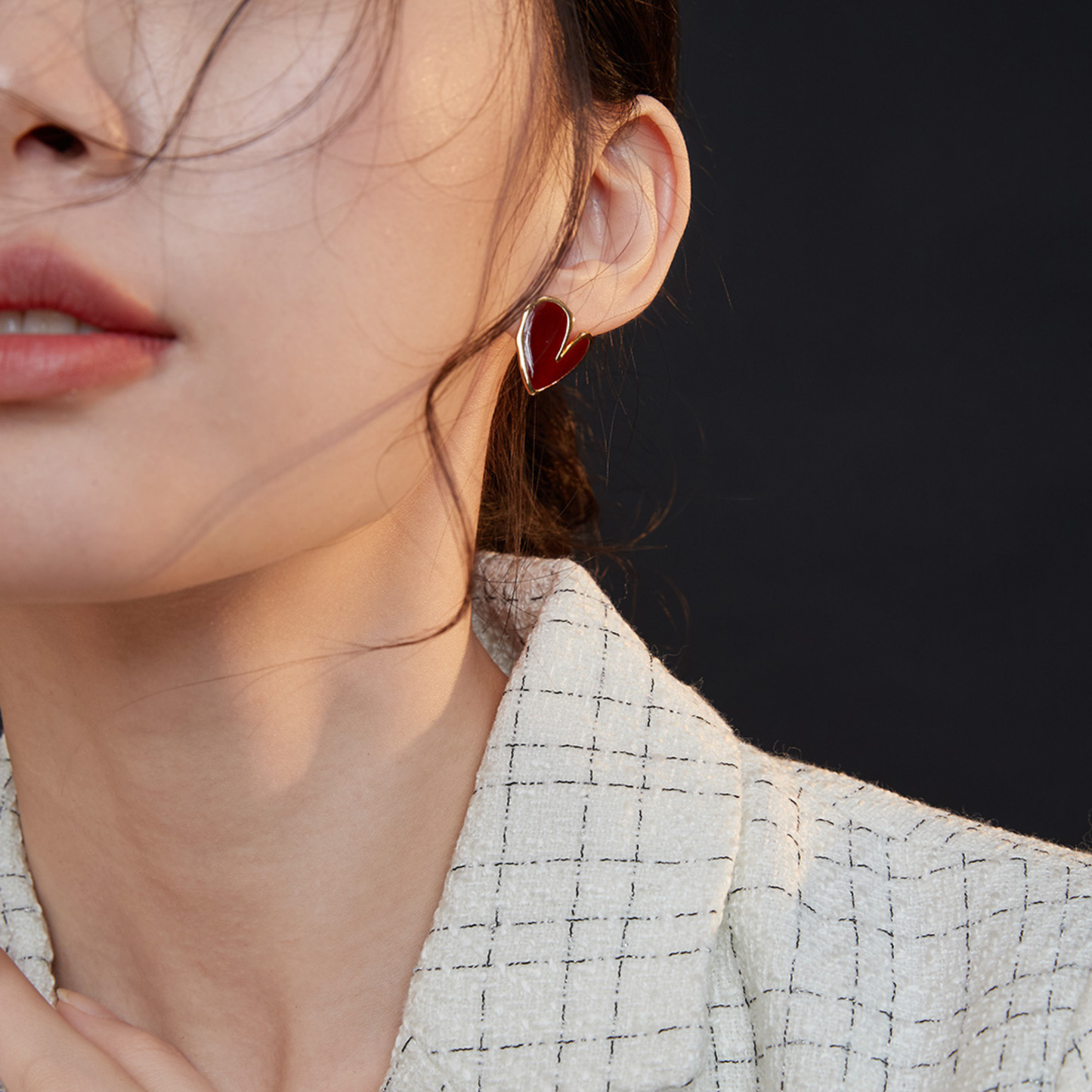 Folded Heart Enamel Studs