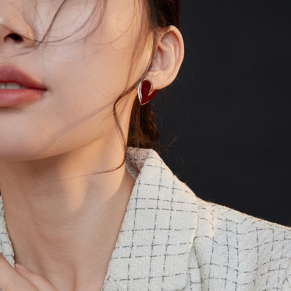 Folded Heart Enamel Studs