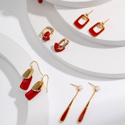 Pearl and Teardrop Enamel Earrings