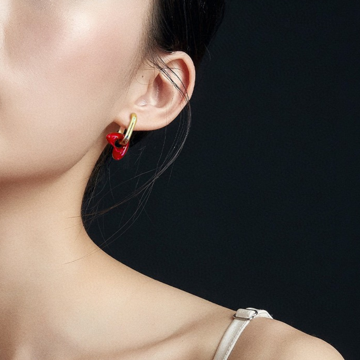 Playful Heart Enamel Earrings