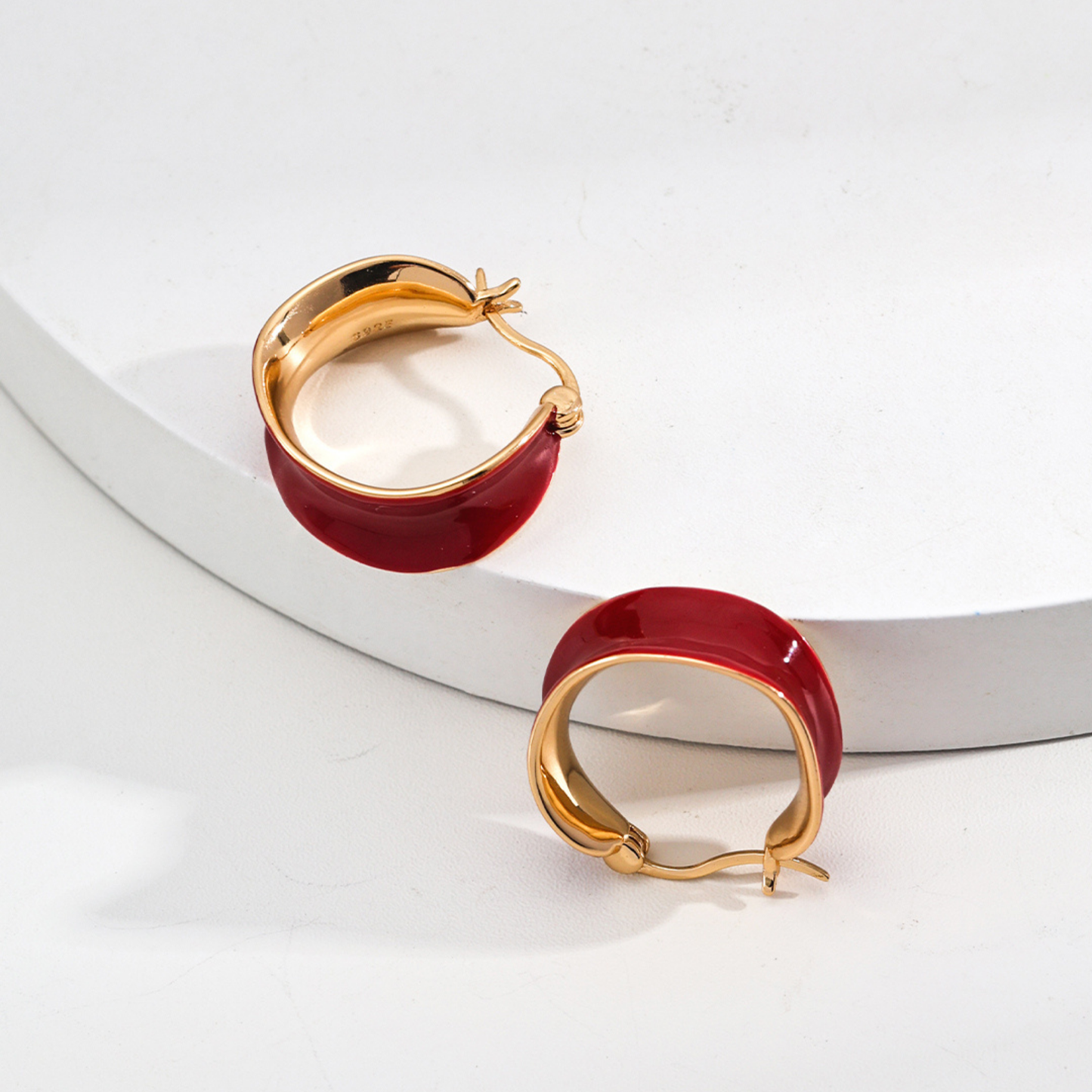 Folded Edge Enamel Hoops