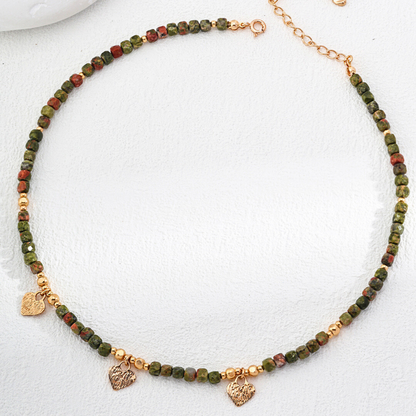 Woodland Heart Unakite Necklace
