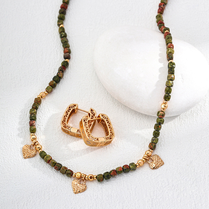 Woodland Heart Unakite Necklace