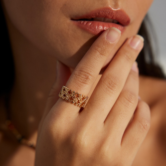 Open Lattice Gold Vermeil Ring