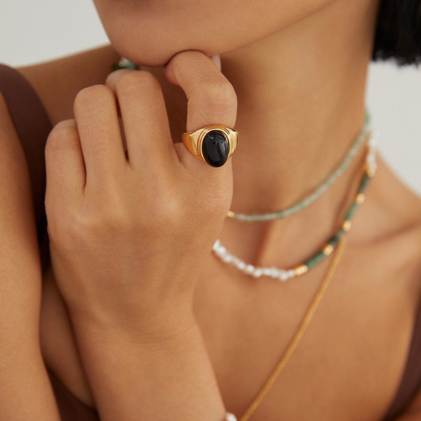 Black Onyx Midnight Shield Ring