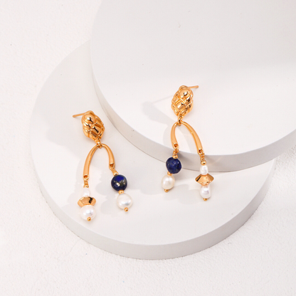 Stellar Whisper Lapis Pearl Earrings