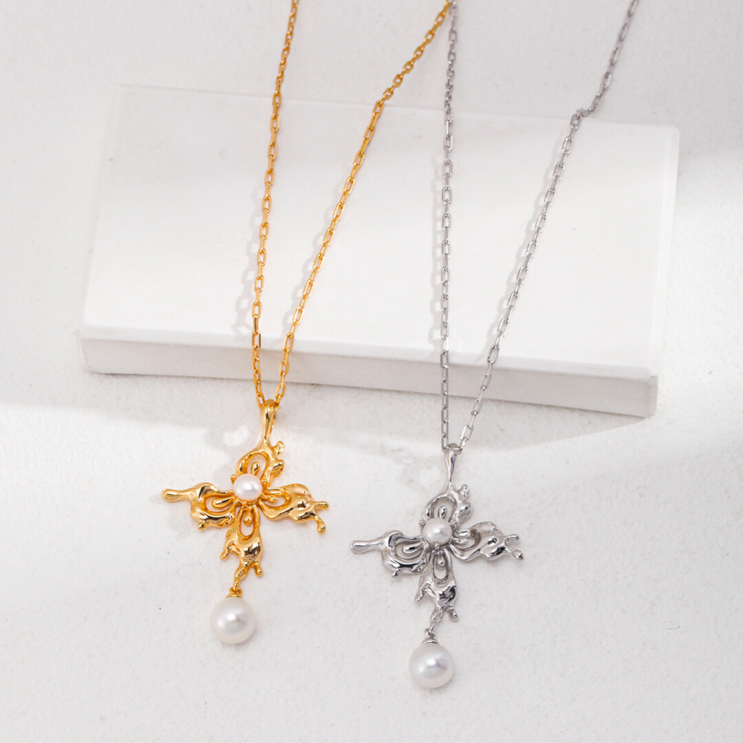 Butterfly Orchid Pearl Necklace